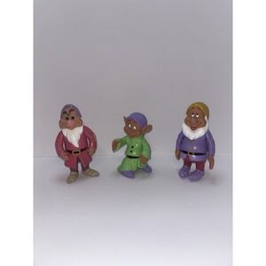 3 Lot Vintage Snow White and the Seven Dwarfs Vinyl Toy Doll Figure Disney 6"